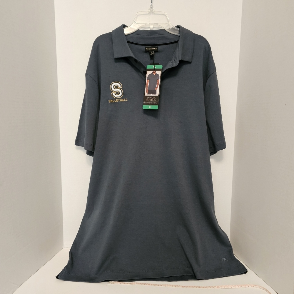Banana Republic Luxe Touch Men Short Sleeves Polo T-shirt Dark Slate Size XL